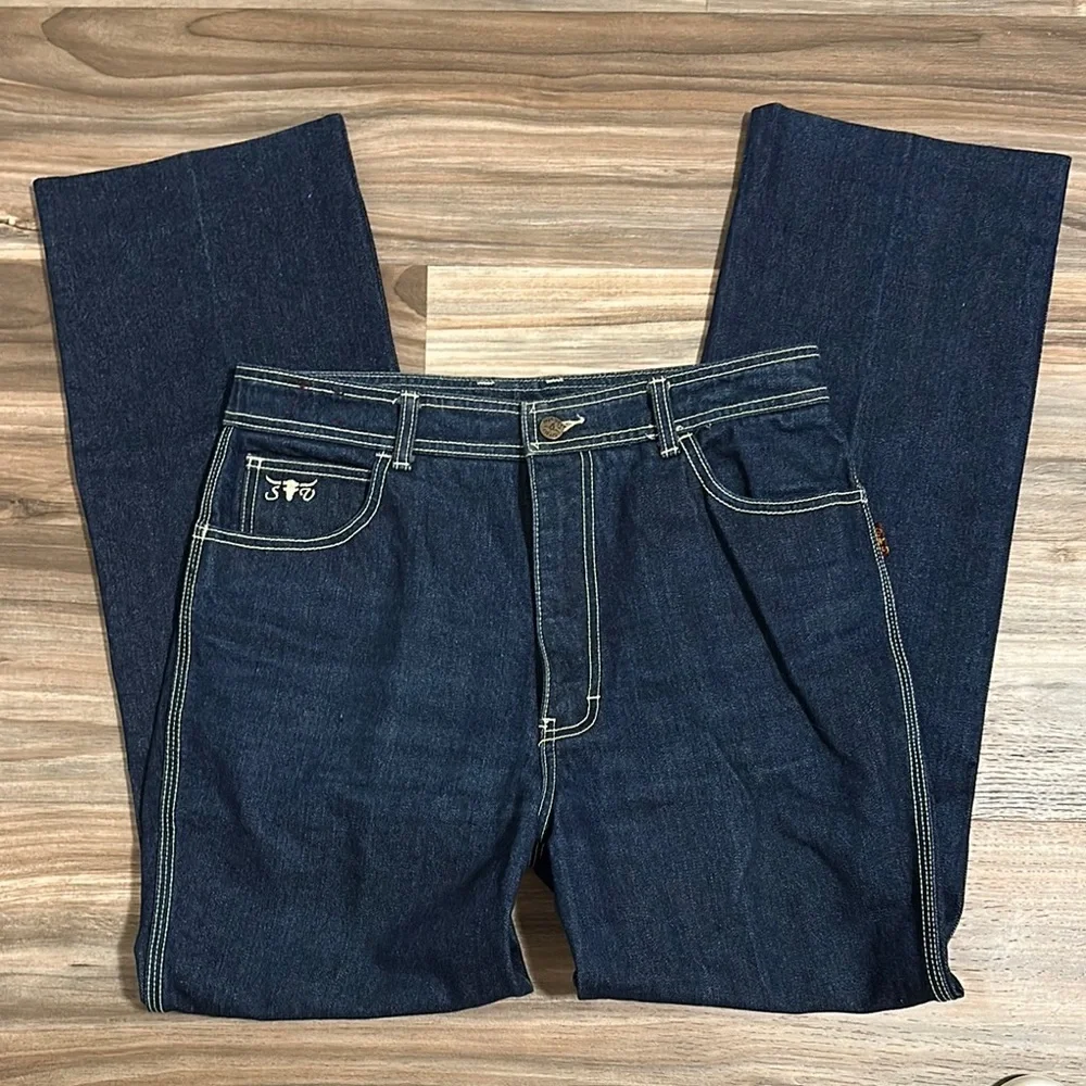 Sergio Valente Blue Straight Jeans Classic Design-Size 34 but more like 28-29 - Picture 6 of 11